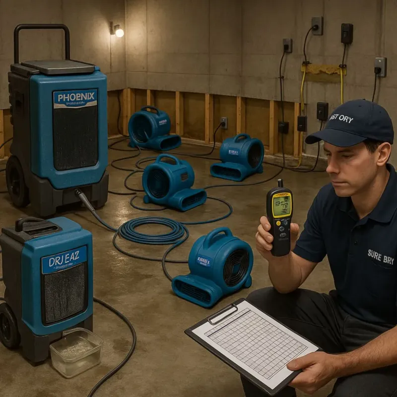 Structural Drying and Dehumidification process in Cold Spring, MN